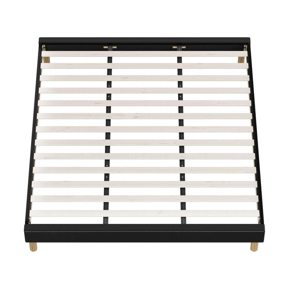 Bed Frame King & Double Size Bed Base Black Leather