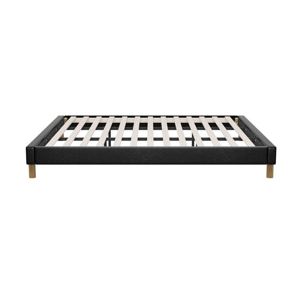 Bed Frame King & Double Size Bed Base Black Leather