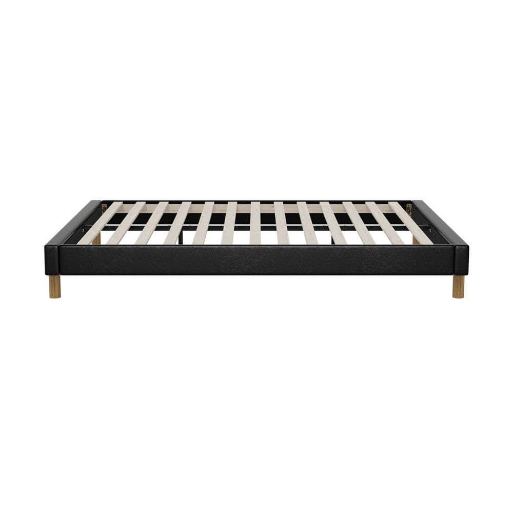 Bed Frame King & Double Size Bed Base Black Leather
