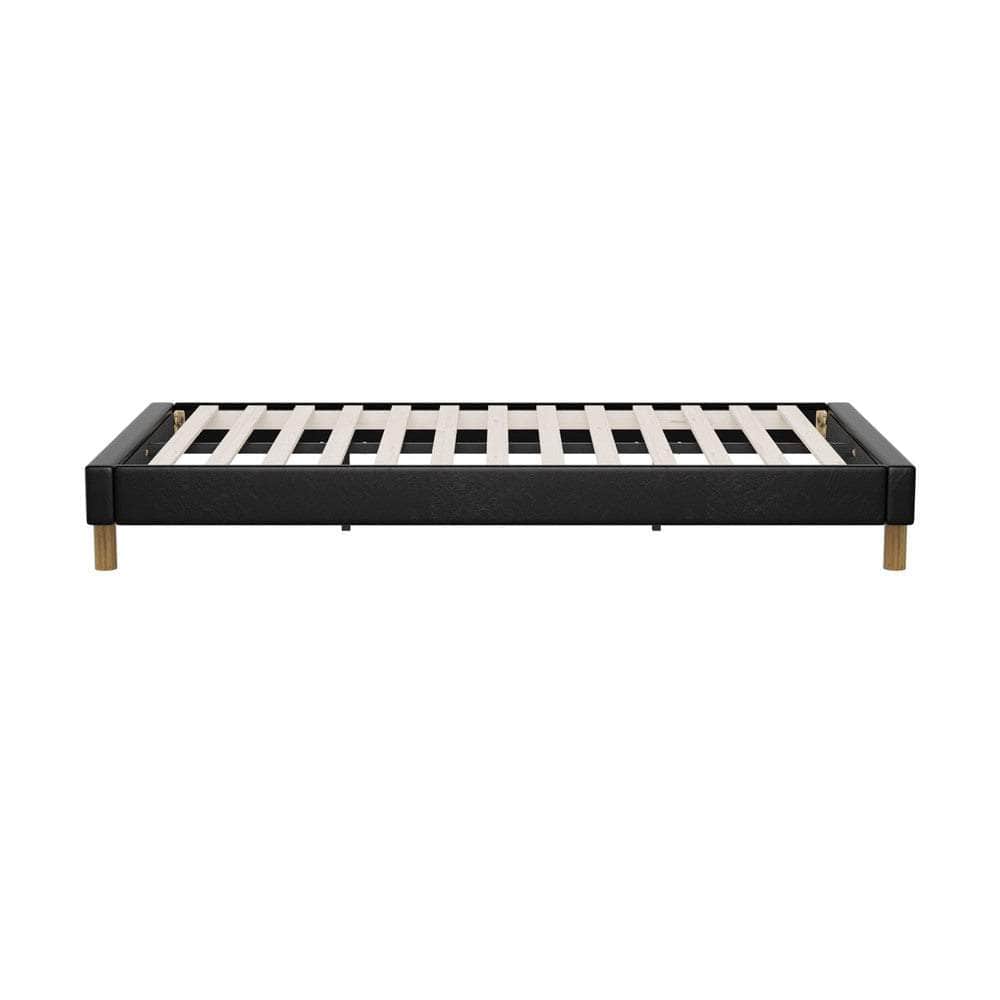 Bed Frame King Single Bed Base Black Leather