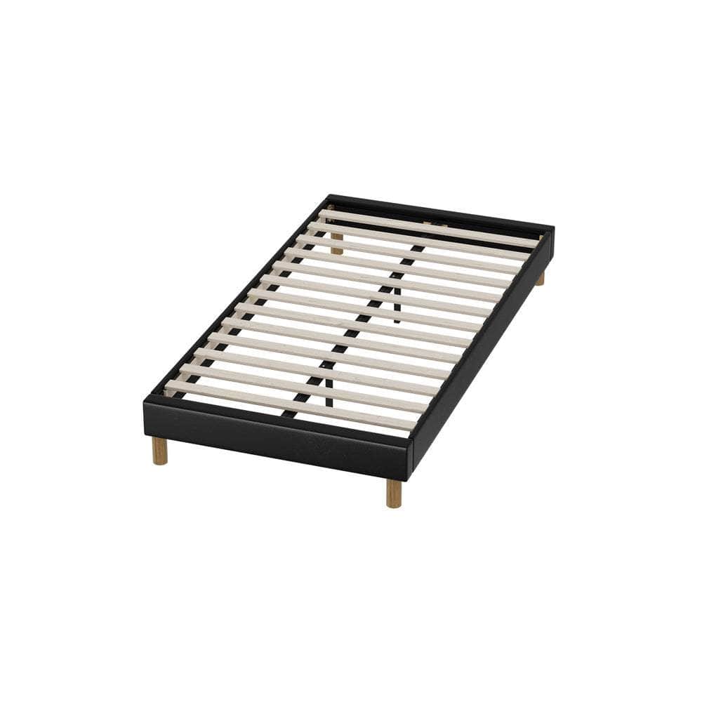Bed Frame King Single Bed Base Black Leather