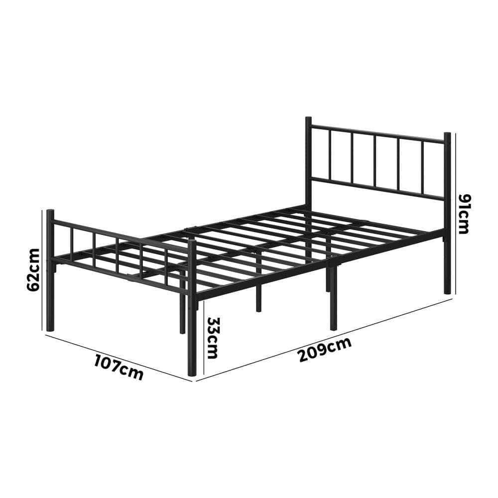 Bed Frame King Single Platform with Black Metal Base for Bedroom Furniture