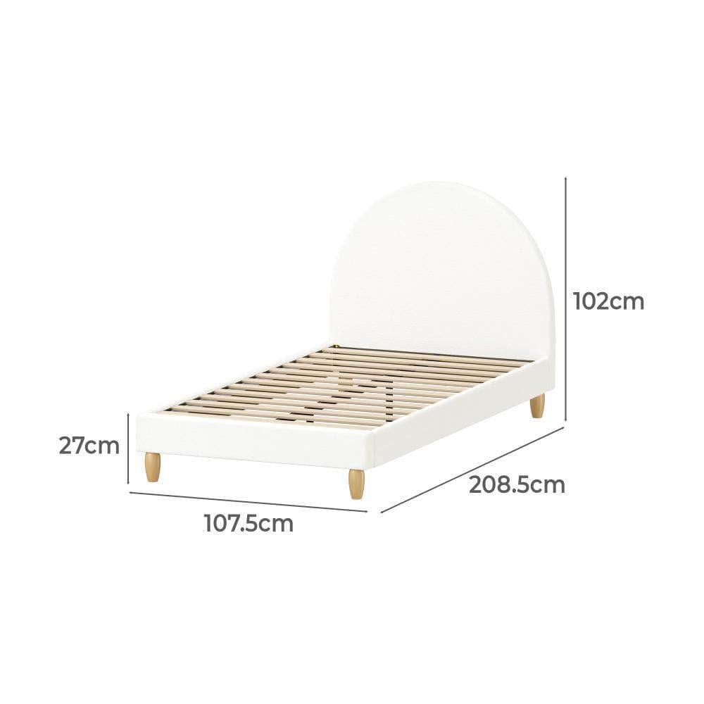 Bed Frame King Single Size Boucle Fabric Arched Bedhead