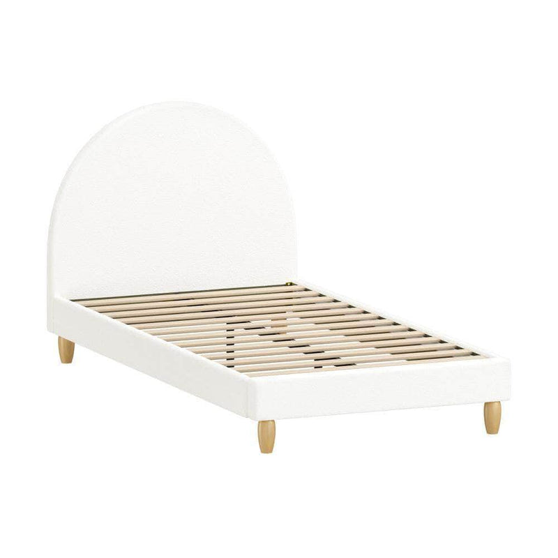 King Single - Bed Frame King Single Size Boucle Fabric Arched Bedhead