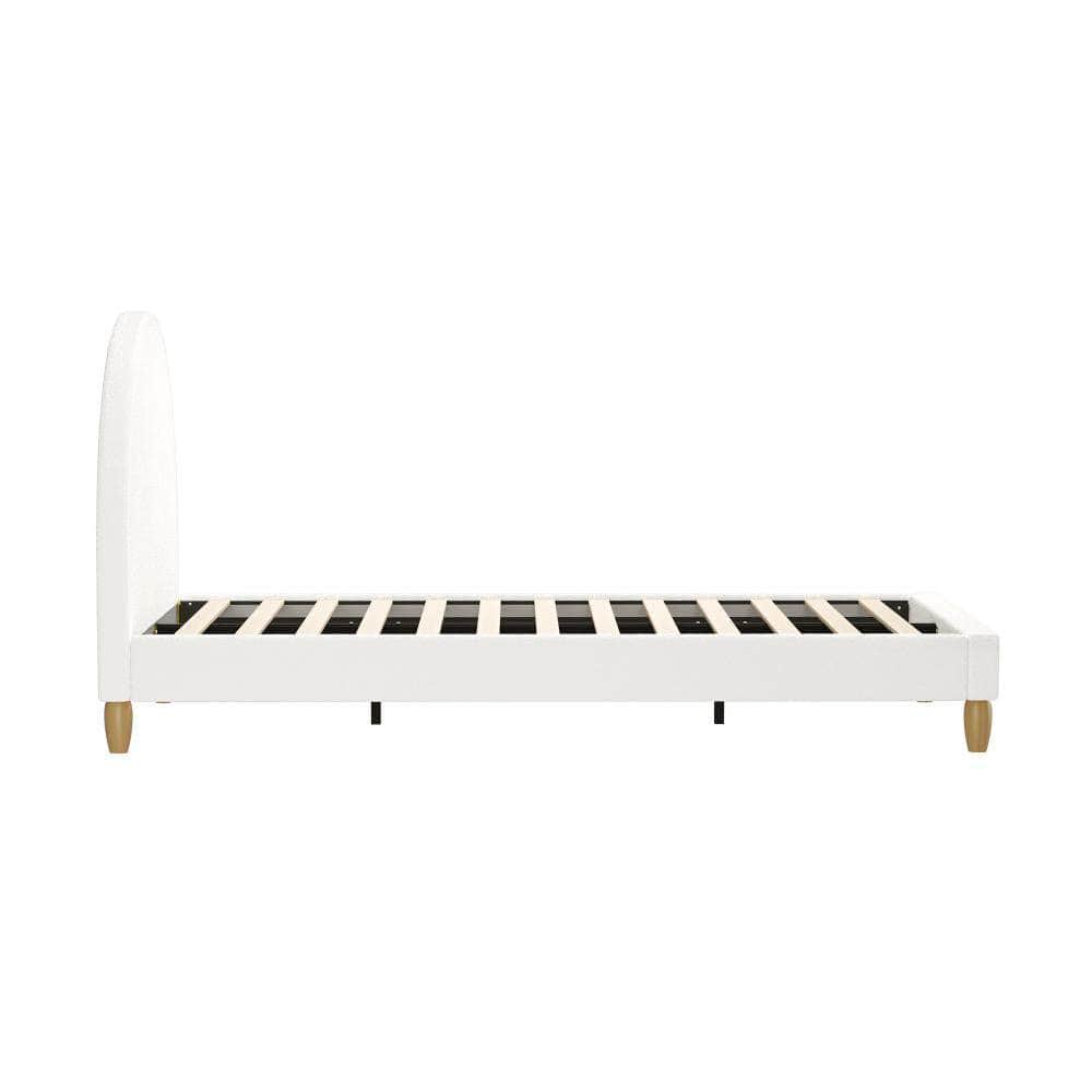 Bed Frame King Single Size Boucle Fabric Arched Bedhead