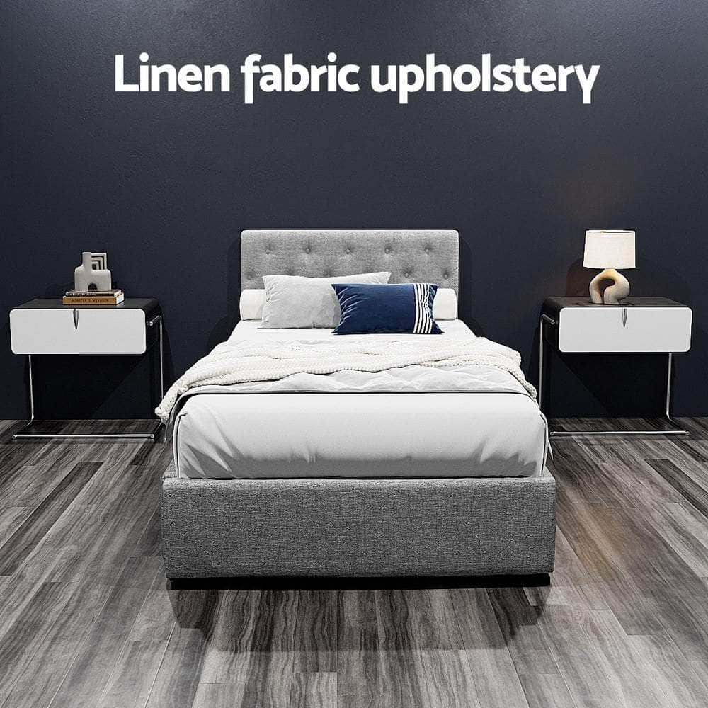 Bed Frame King Single Size Gas Lift Grey Vila