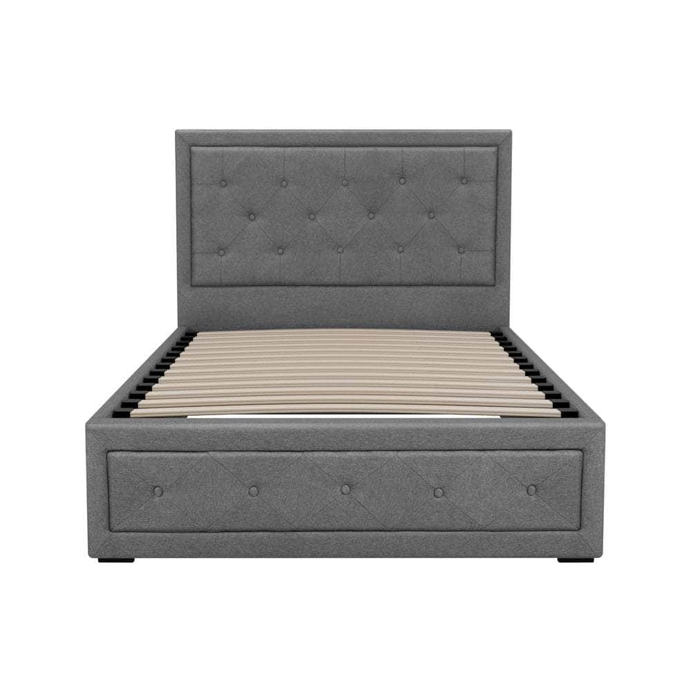 Bed Frame King Single Size Gas Lift Storage Mattress Grey