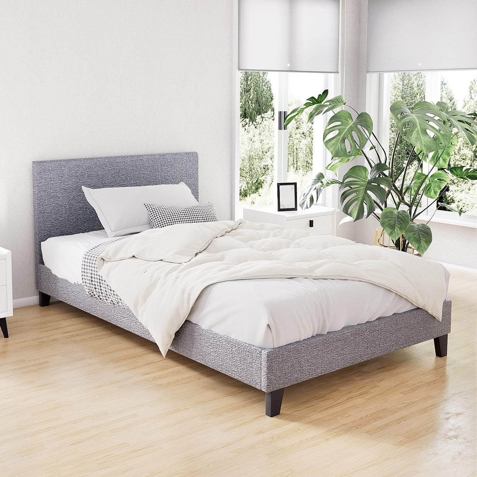 Bed Frame King Single Size Grey Neo
