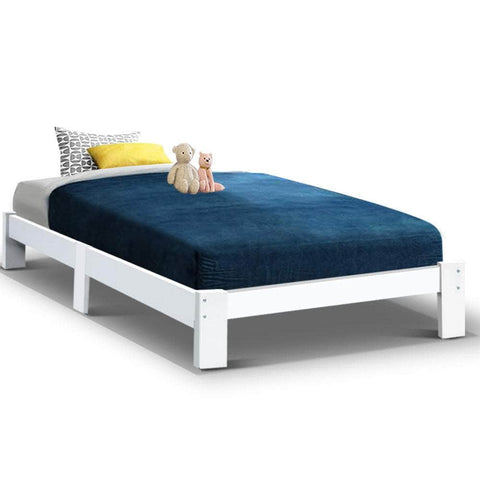 Bed Frame King Single Size Wooden White Jade
