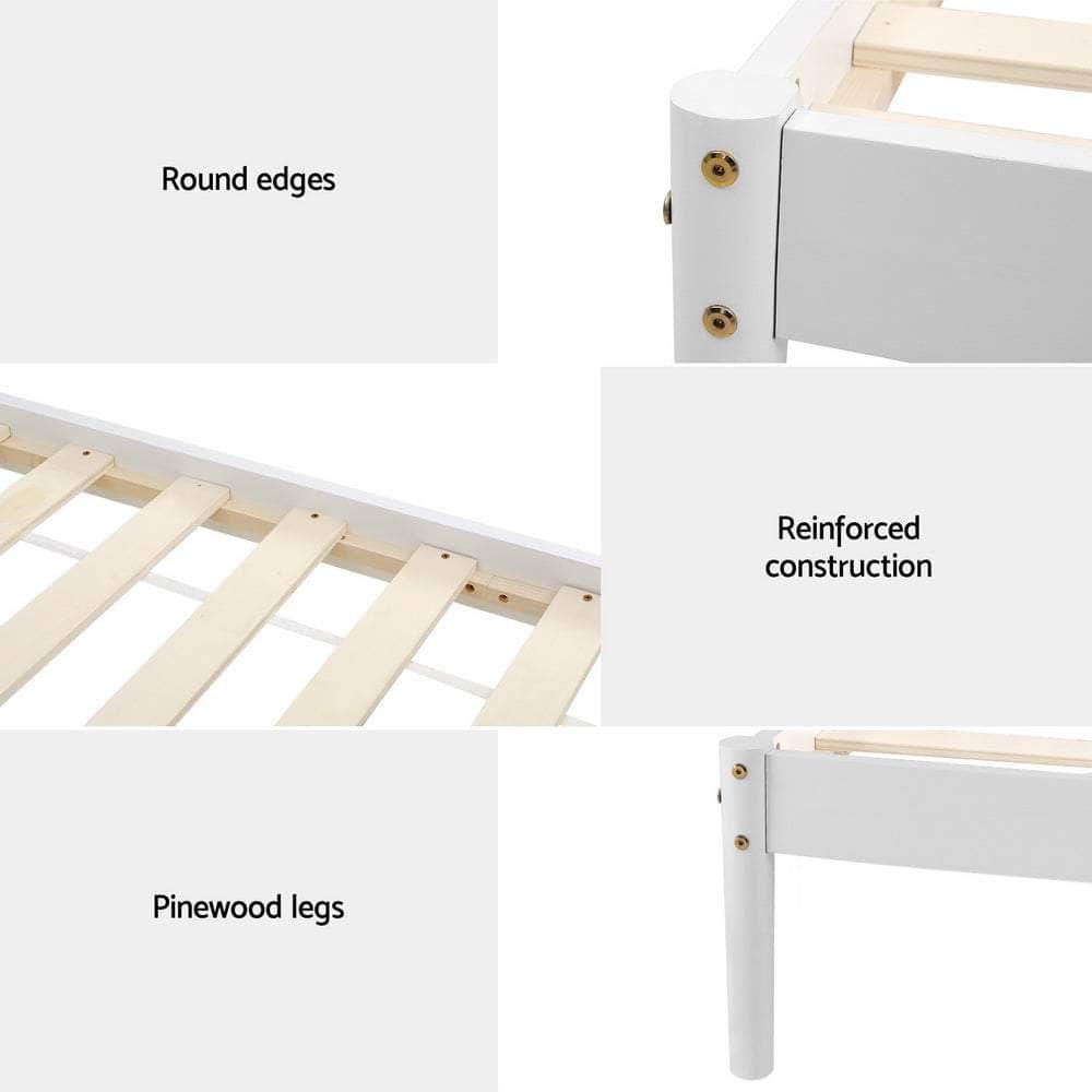 Bed Frame King Single Size Wooden White
