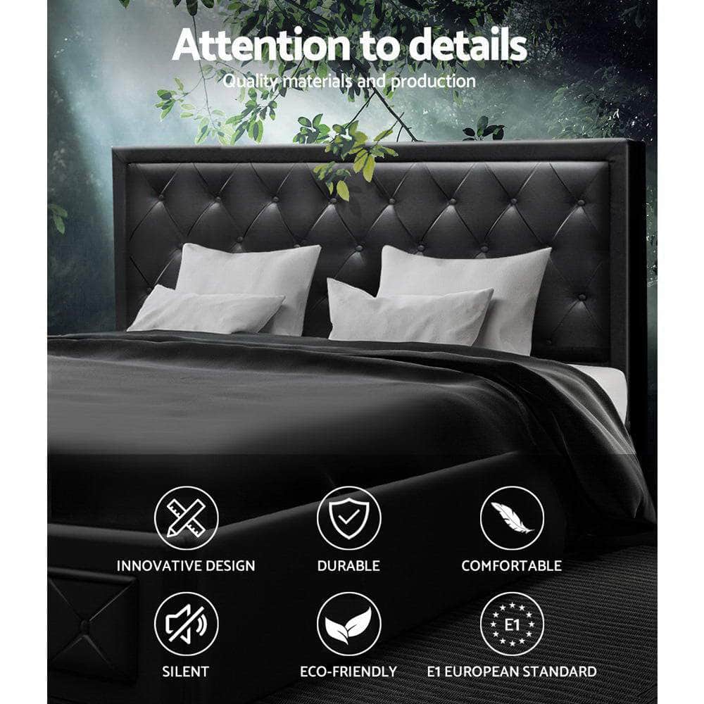 Bed Frame King Size Gas Lift Black Tiyo