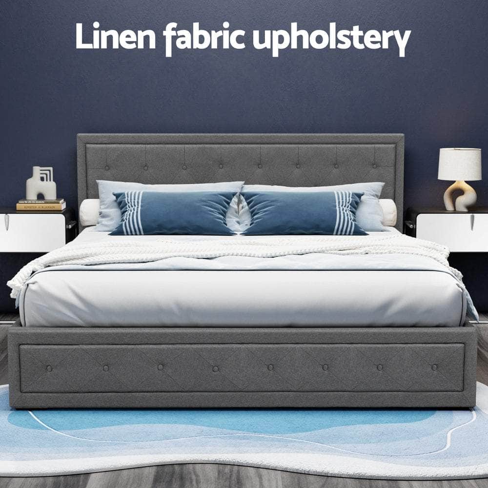 Bed Frame King Size Gas Lift Grey Tiyo