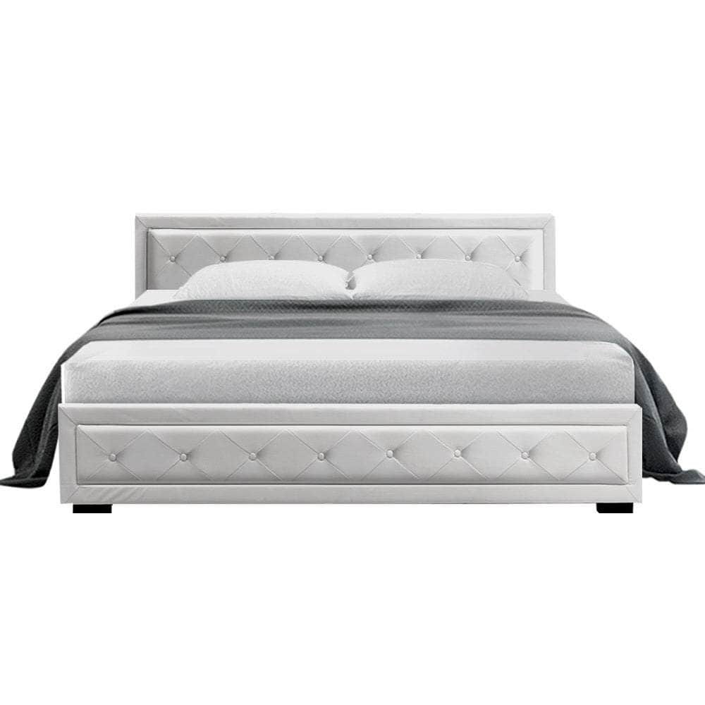 Bed Frame King Size Gas Lift White Tiyo