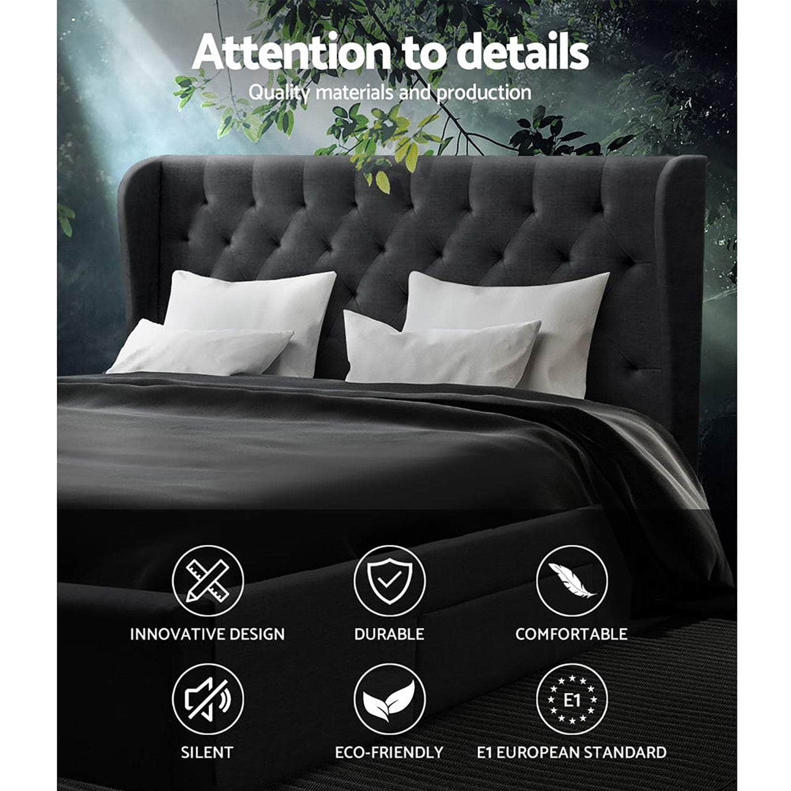 Bed Frame King Size With 4 Drawers Charcoal Mila