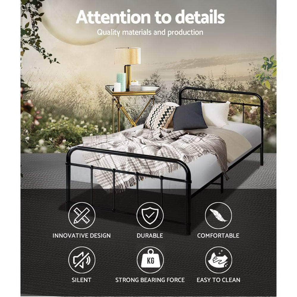Bed Frame Metal Bed Frame LEO - Single (Black)