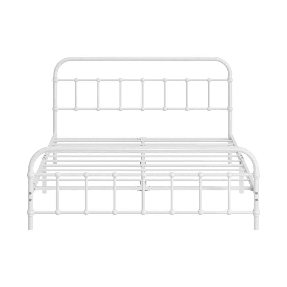 Bed Frame Metal Double Size Bed Platform White