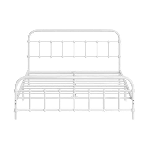 Bed Frame Metal Double Size Bed Platform White