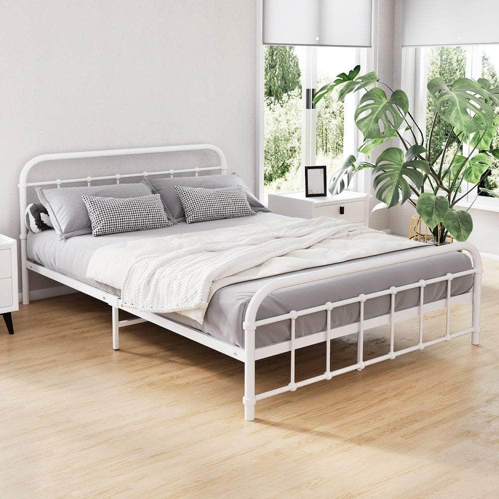 Bed Frame Metal Frames LEO - Double (White)