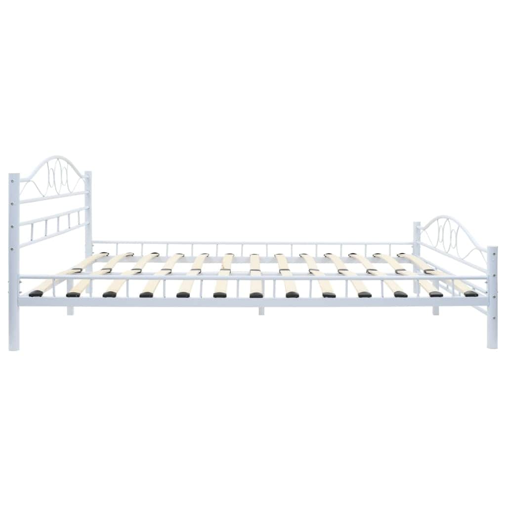 Bed Frame Metal - White Double, Metal finish