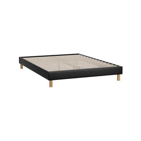 Bed Frame Queen Size Bed Base Black Leather
