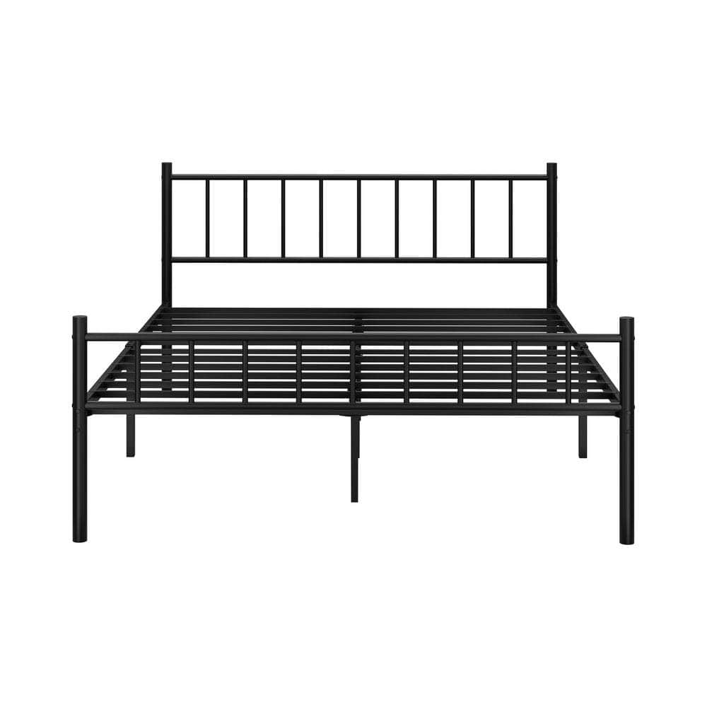Bed Frame Queen Size Platform with Black Metal Base for Bedroom Furniture