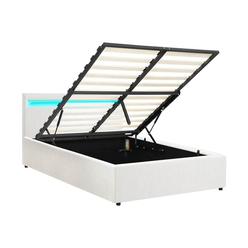 Gaslift Wht - RGB LED Storage White Gas Lift Bed Frame - photo 22