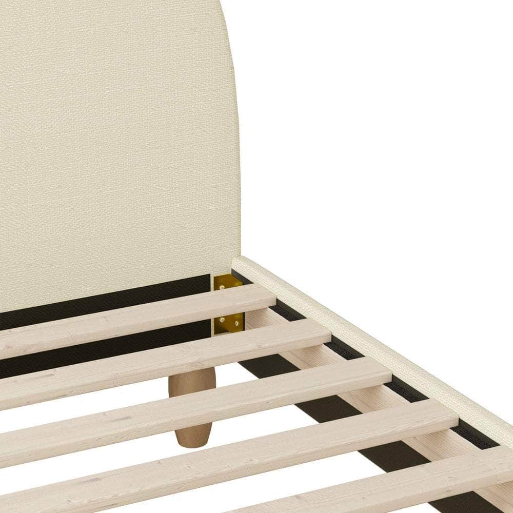Bed Frame Single Size Arched Bedhead Beige Fabric | Beige colour