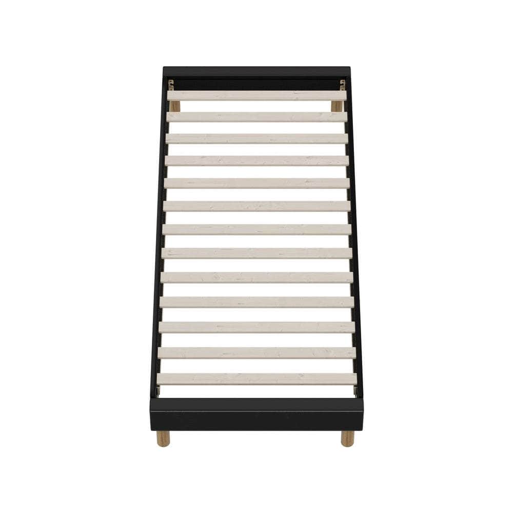 Bed Frame Single Size Bed Base Black Leather