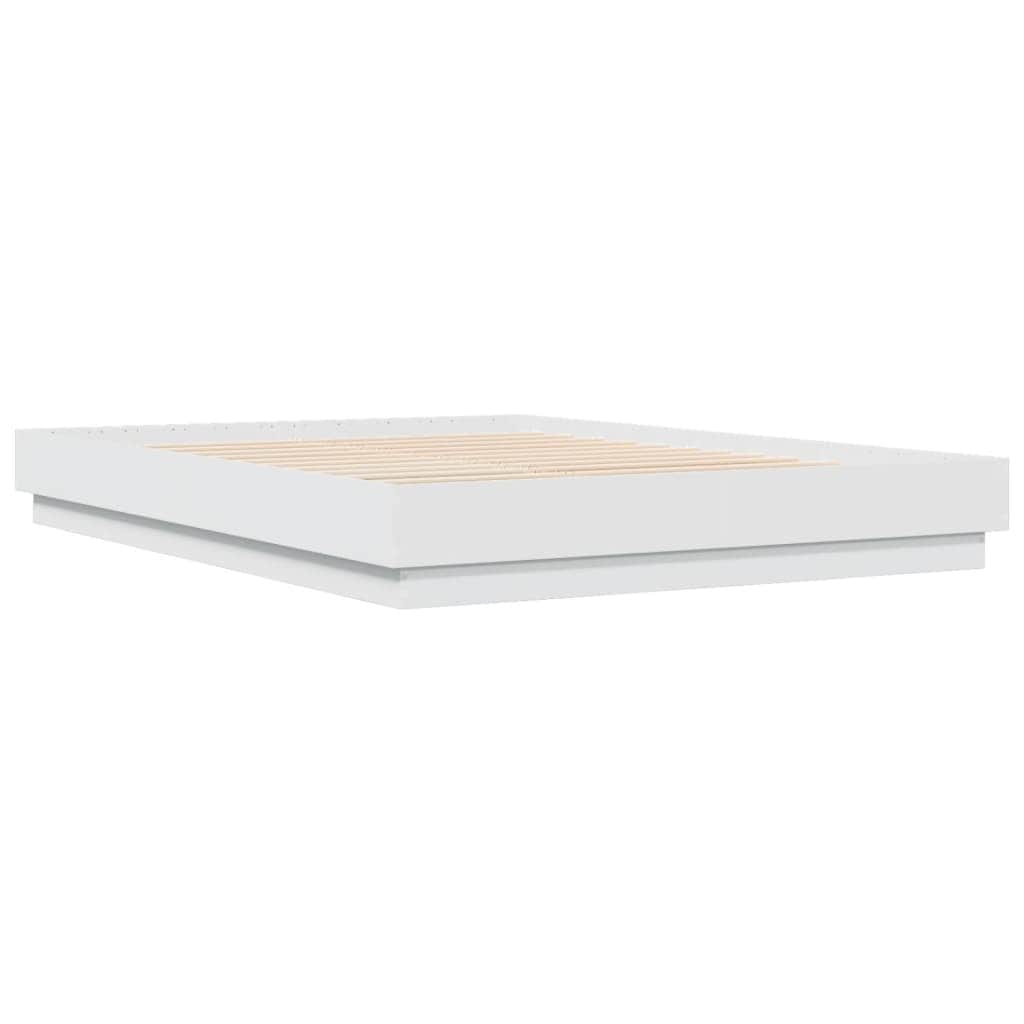 Bed Frame White Engineered  Wood Queen Size