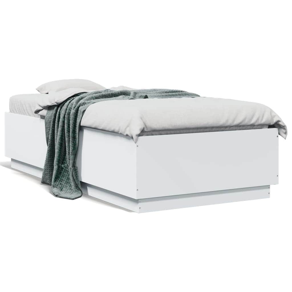 Bed Frame  White Engineered Wood Sigle Size