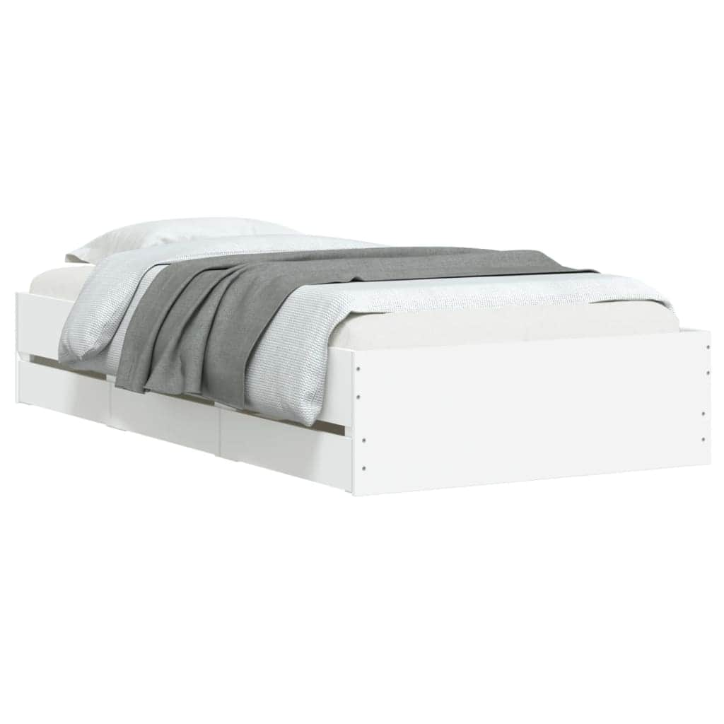 Bed Frame with Drawers-White