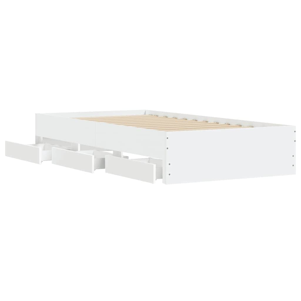 Bed Frame with Drawers-White