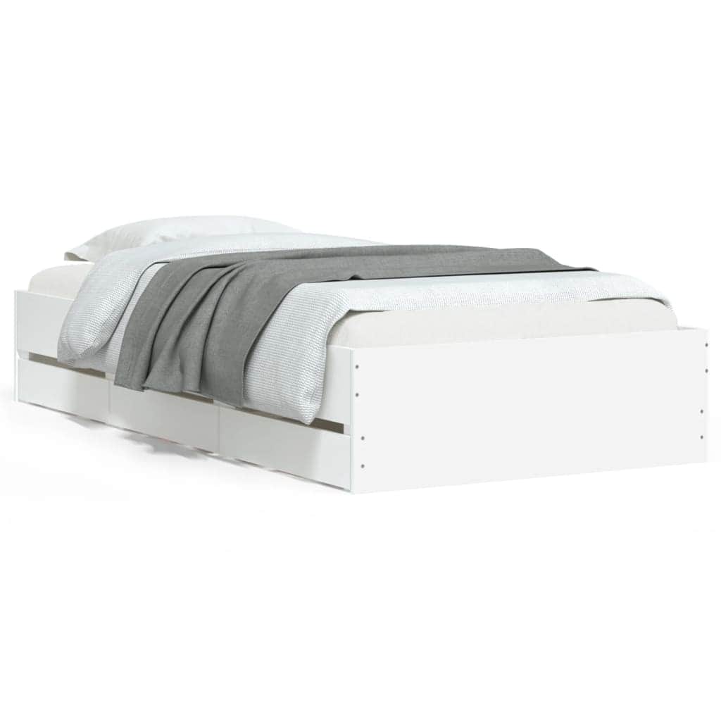 Bed Frame with Drawers White