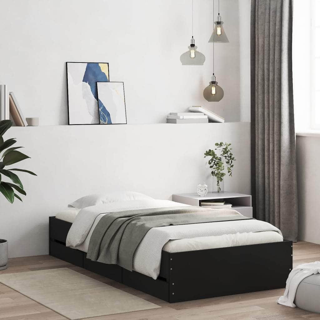Bed Frame with Drawers White