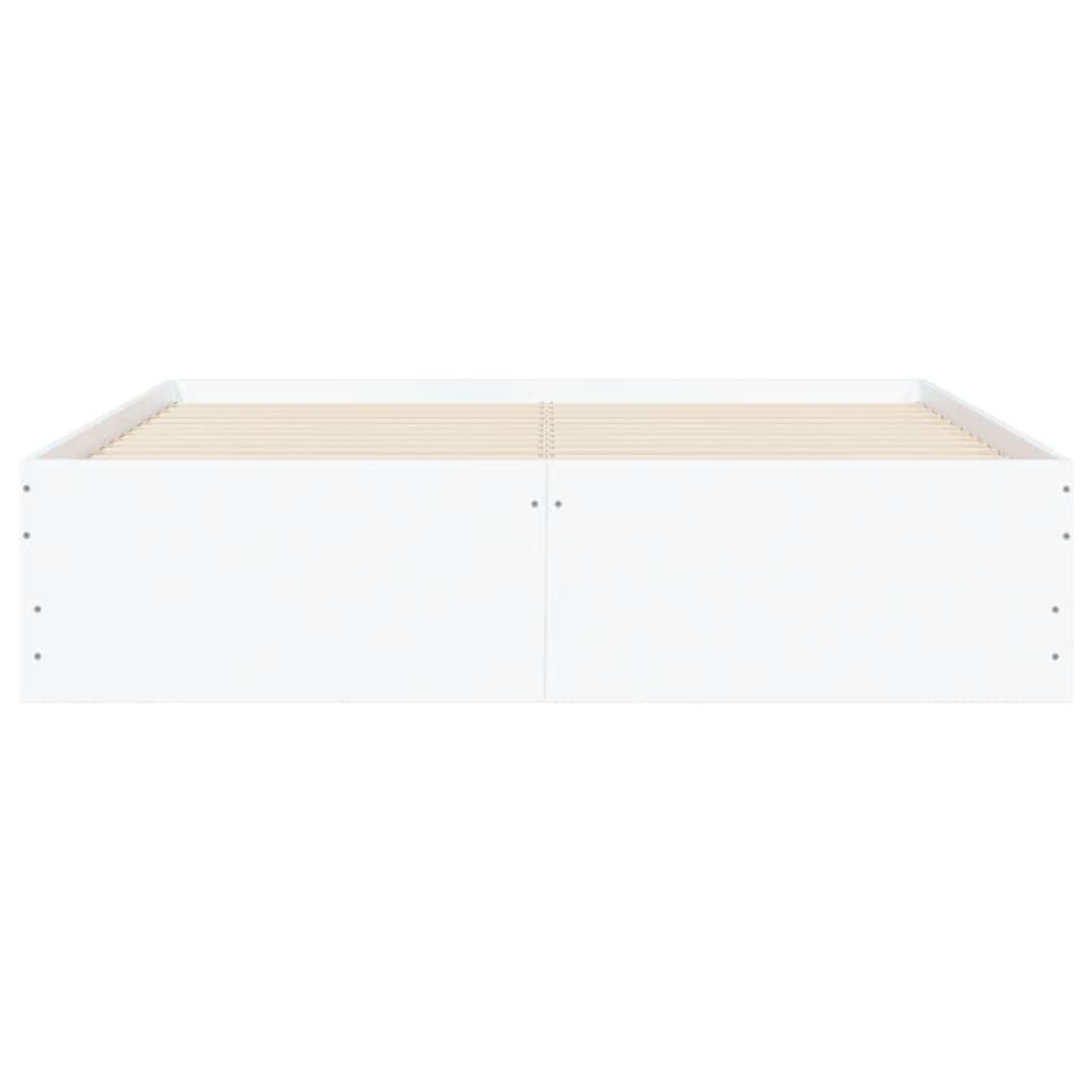 Bed Frame with Drawers White Engineered Wood