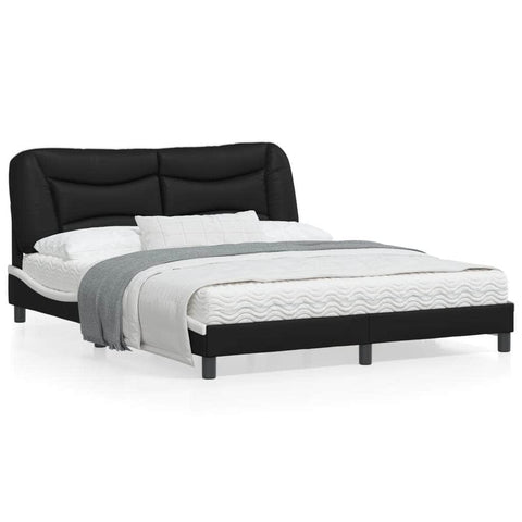 Bed Frame with Headboard Black and White
