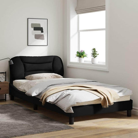 Bed Frame with Headboard Black King Single Size Fabric