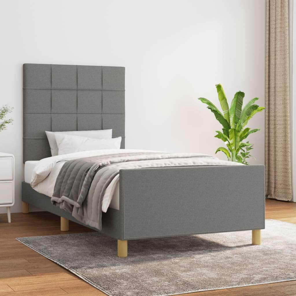 Bed Frame with Headboard Dark Grey