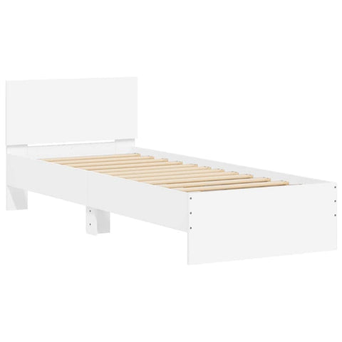 Bed Frame with Headboard White Engineered wood