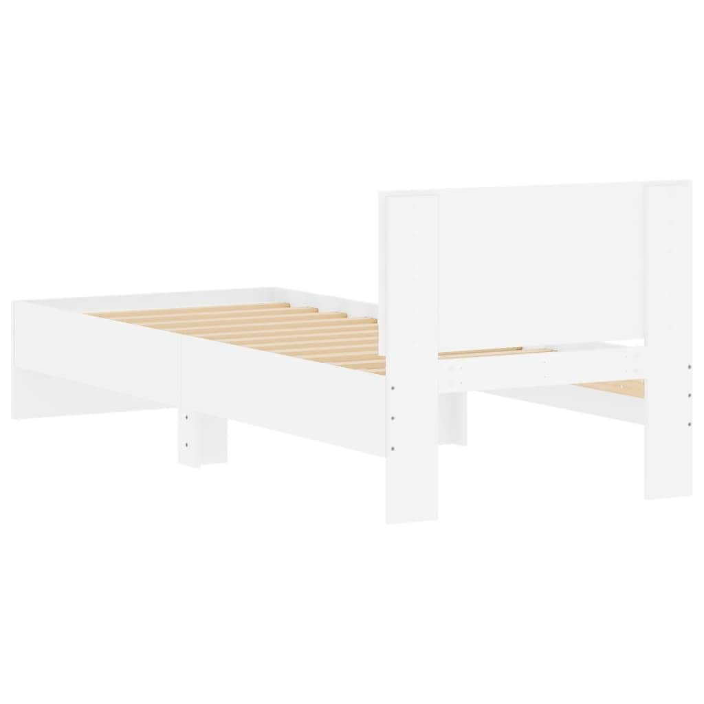 Bed Frame with Headboard White Engineered wood