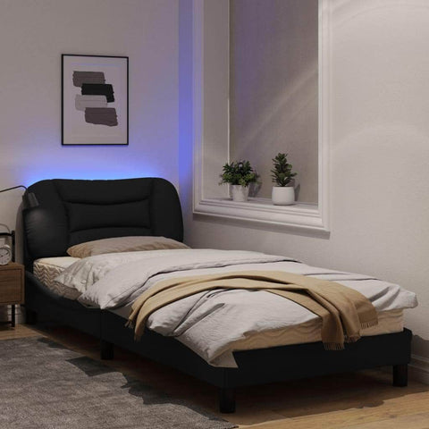 Bed Frame with LED Light Black - Fabric