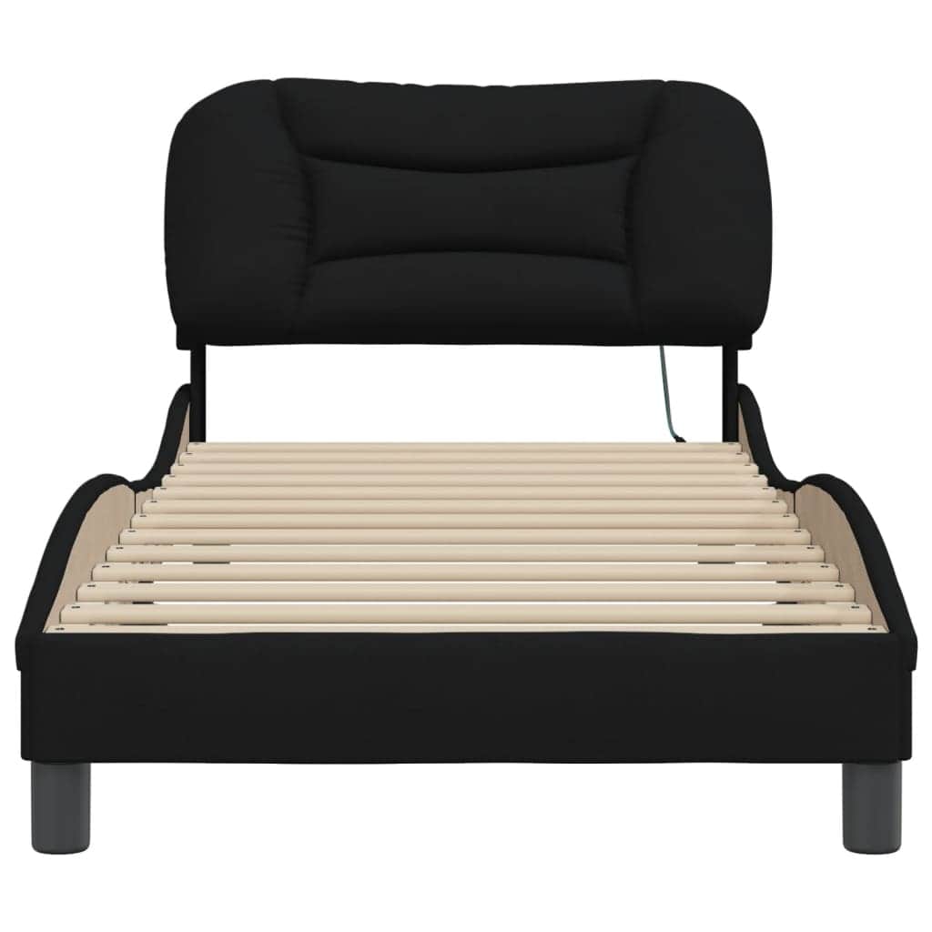 Bed Frame with LED Light Black - Fabric