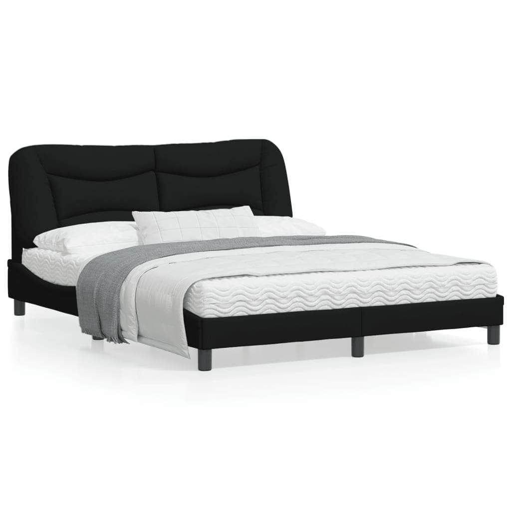 Bed Frame with LED Light Dark Grey Fabric