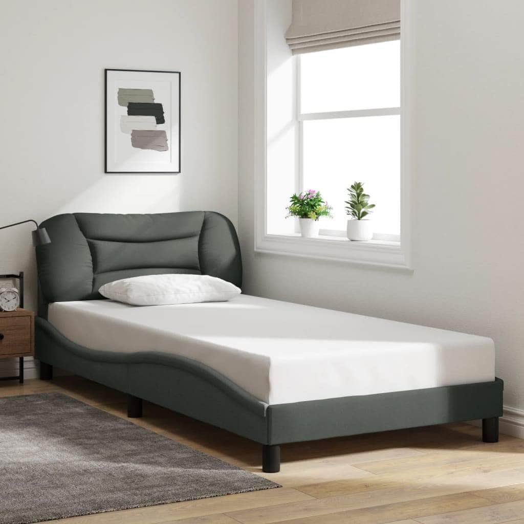 Bed Frame with LED Light Dark Grey King Single