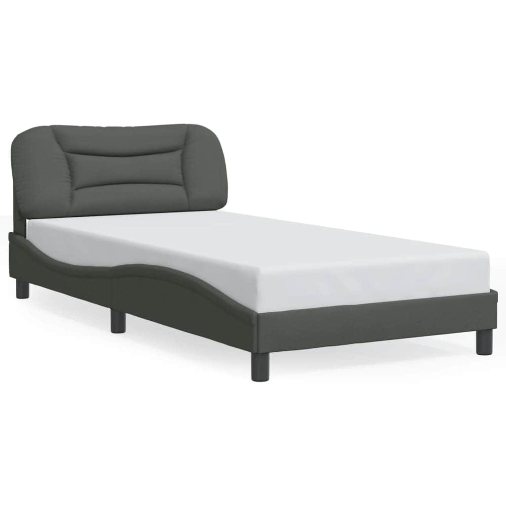 Bed Frame with LED Light Dark Grey King Single