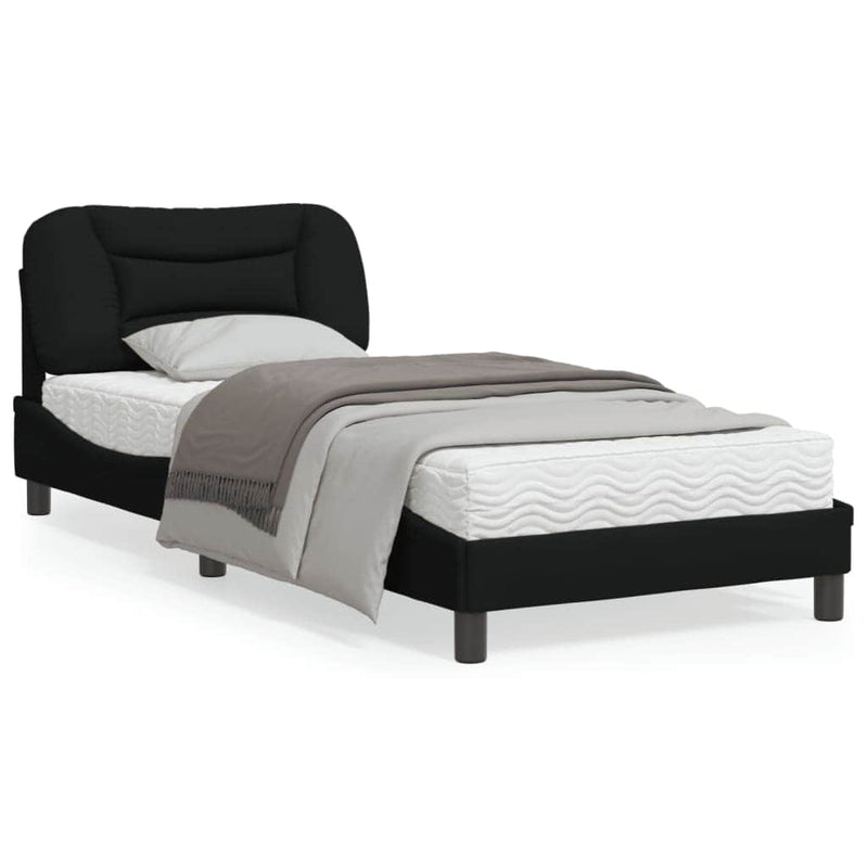 Bed Frame with LED Lights Black Fabric