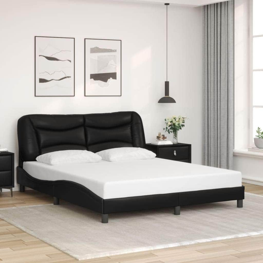 Bed Frame with LED Lights Black Queen Size