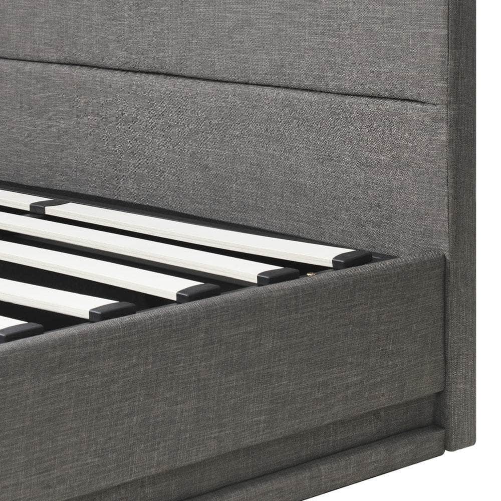 Bed Frame with Mattress Double Size LED Gas Lift Black & Grey LAYZ