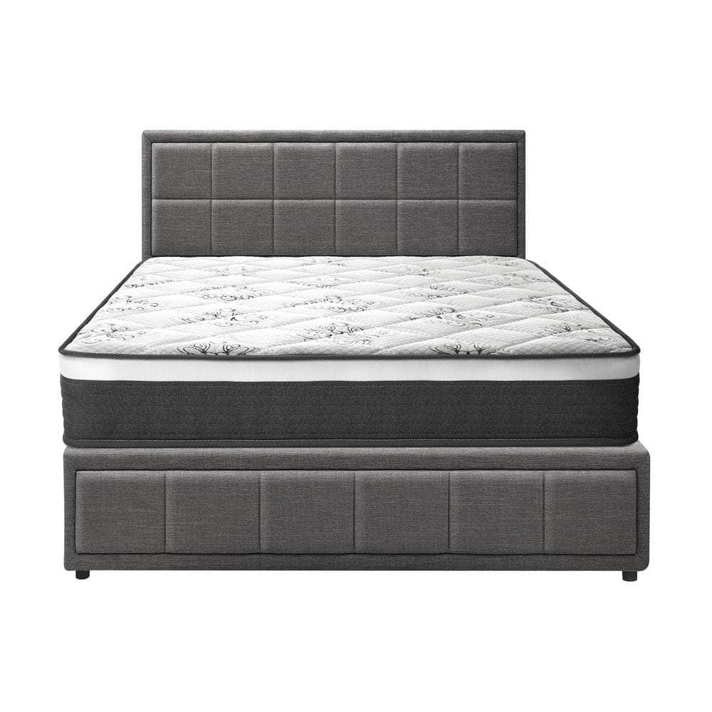 Bed Frame With Mattress Set Double Queen & King Size Gas Lift Grey BOSS