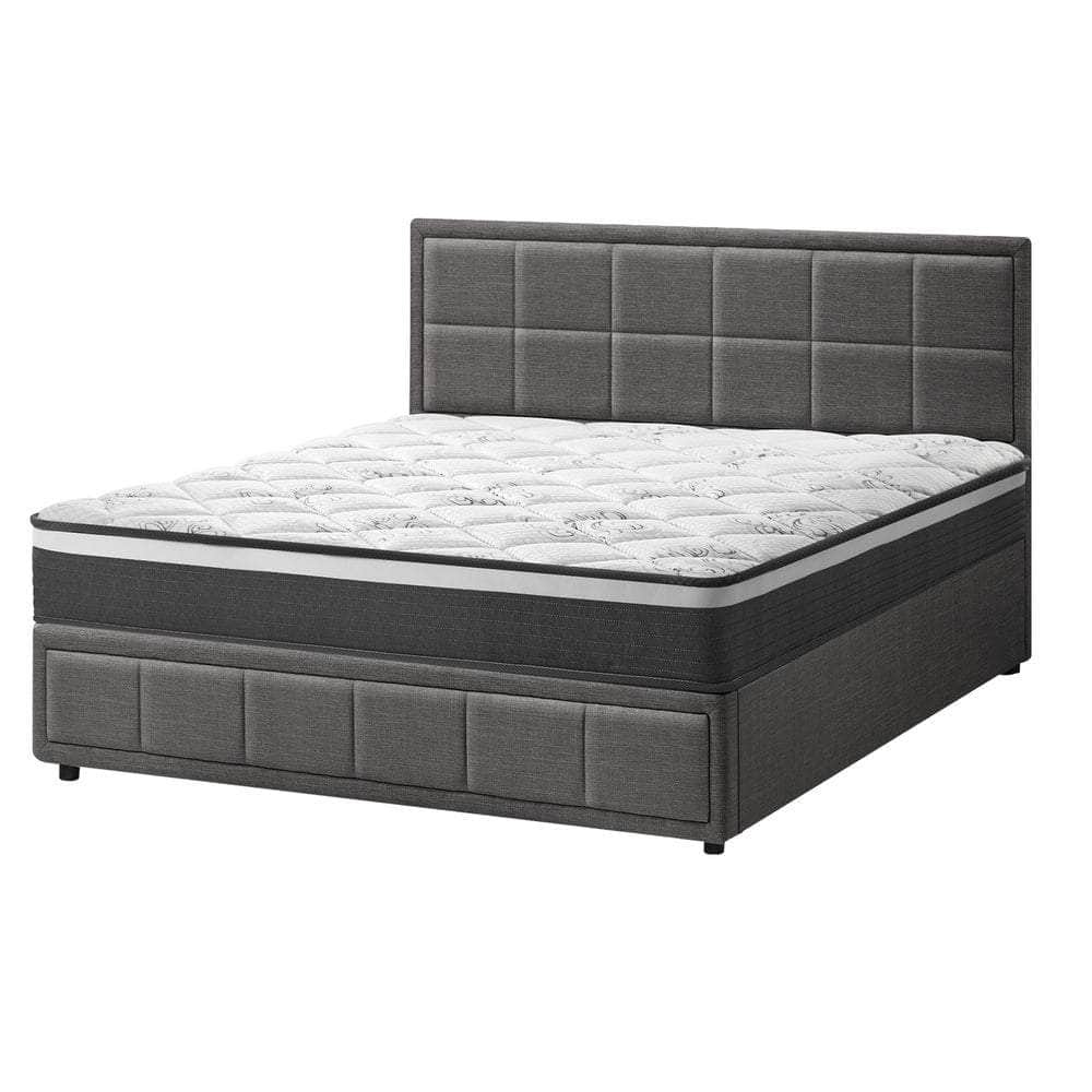Bed Frame With Mattress Set Double Queen & King Size Gas Lift Grey BOSS